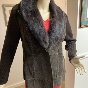 Nygard Suede Jacket with Rabbit Fur Collar
